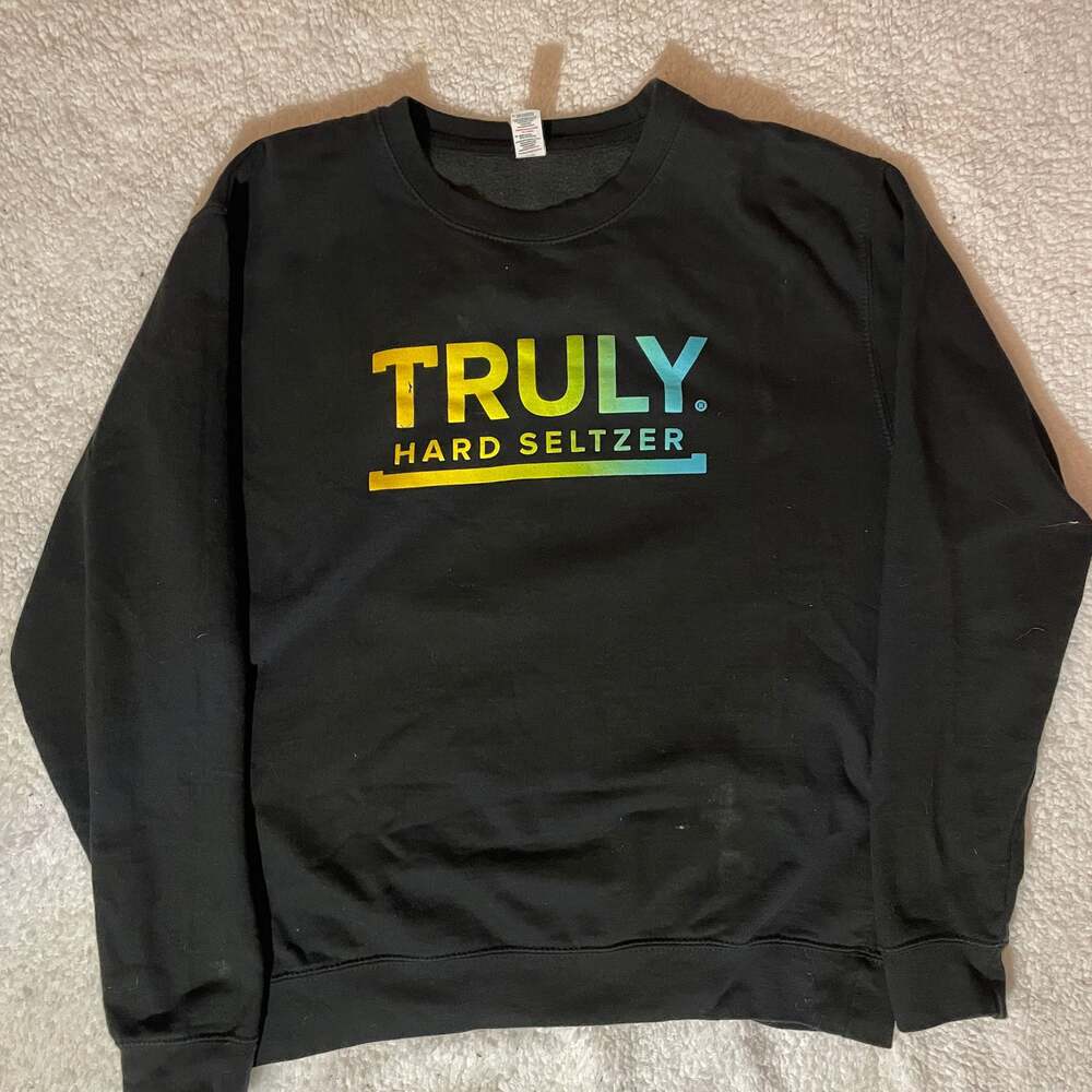 AWDis Just Hoods Truly Hard Seltzer Black Crewneck Sweatshirt Size Small